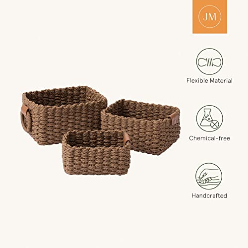 Small Wicker Baskets for Organizing Set of 3