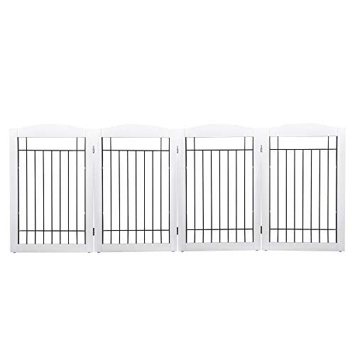 Freestanding Foldable Dog Gate Indoor with Door
