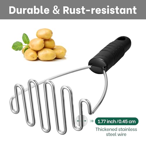 Heavy Duty Stainless Steel Wire Potato Masher with Soft Grip Handle for Effortless Mashing
