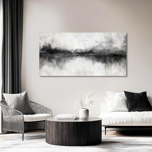 White Canvas Wall Art Extra Large Wall Decor Framed Abstract Poster Pictures Black Flowers Arts Blue Artwork for Hotel Gallery