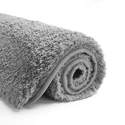 Bathroom Contour Rug Non Slip Bath Mat Water Absorbent Soft Microfiber Shaggy Bathroom Mat Machine Washable Bath Rug for Bathroom Thick Plush U Shape Toilet Rug