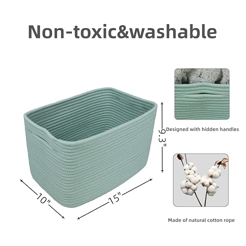Cotton Rope storage Basket Bins Woven Basket for Organizing Shelves Rectangle Decorative Baskets For storage 3 pack