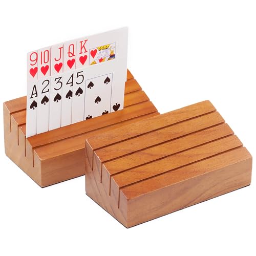 GSE Wooden Playing Card Holders Tray Racks Organizer Set