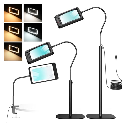 10X Large Floor Magnifying Glass with Light and Stand