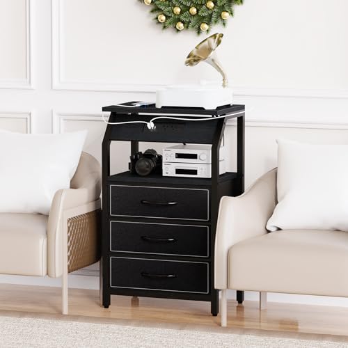 End Tables with Front Charging and Drawers