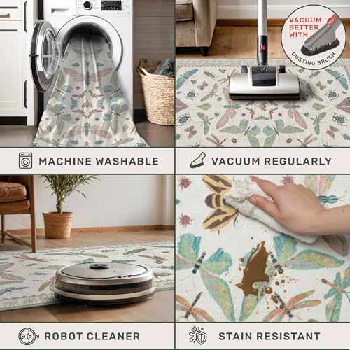 Washable Boho Insect Rug for Entryway