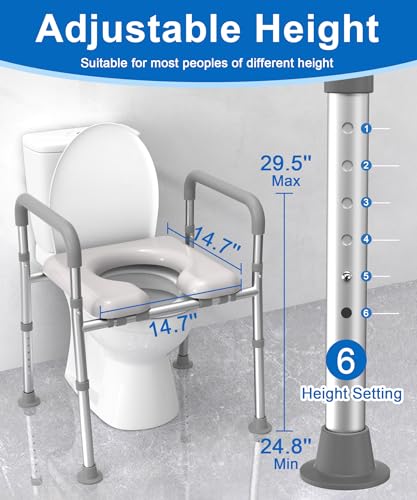Toilet Seat Riser for Seniors with Adjustable Height & Width