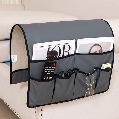 Anti Slip Sofa Armrest Organizer Arm Chair Bedside Caddy Storage Organizer For Recliner Couch With 6 Pockets For Cell Phone Tv Remote Control