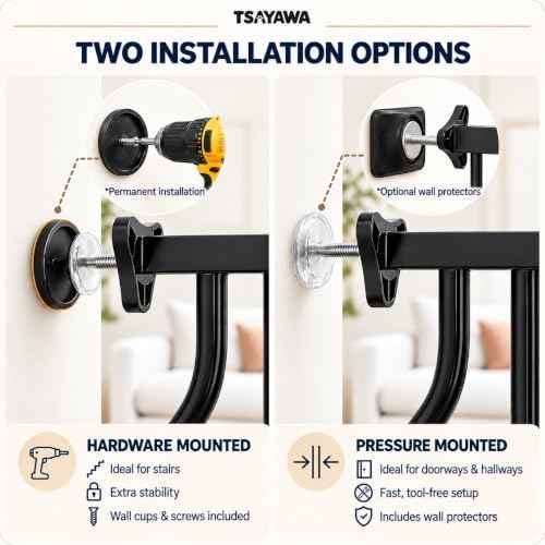 Extra Wide Auto Closing Baby Safety Gate for Stairs & Doorways