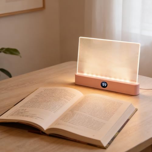 Book Light Rechargeable Clear LED Flat Reading Light with 3 Colors & Timer