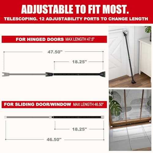 3-in-1 Door Security Bar, Security Door Stoppers & Door Barricade