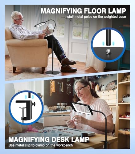 10X Large Floor Magnifying Glass with Light and Stand