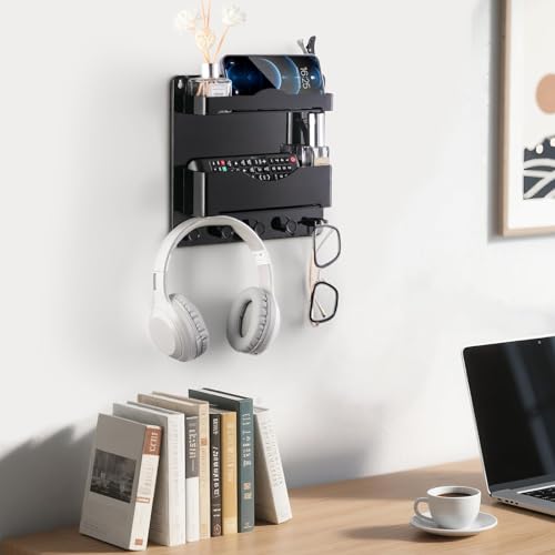 Bedside Wall Shelf with Glasses Hooks
