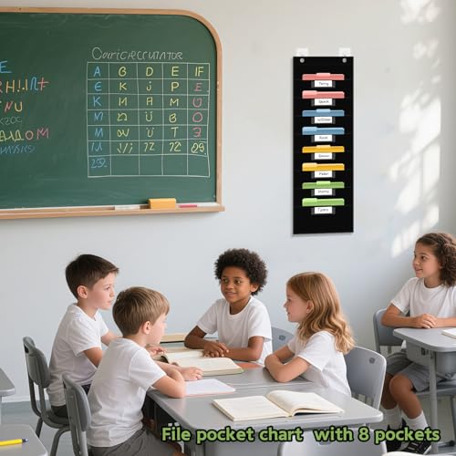Hanging File Storage Pocket Chart with Nametag Pockets