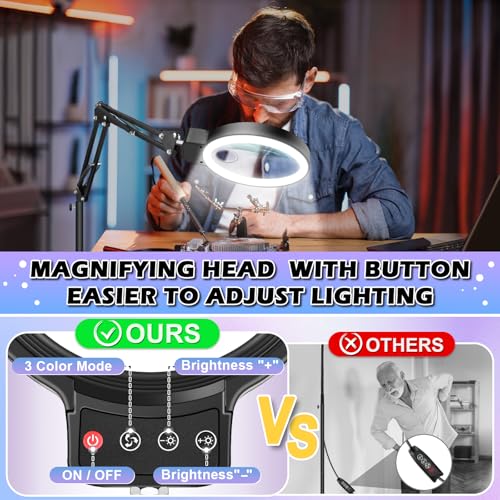 30X 10X Large Floor Magnifying Glass with Light and Stand