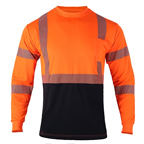 Safety Shirts for Men High Visibility Reflective Hi Vis Construction Work T Shirts Long Sleeve Breathable