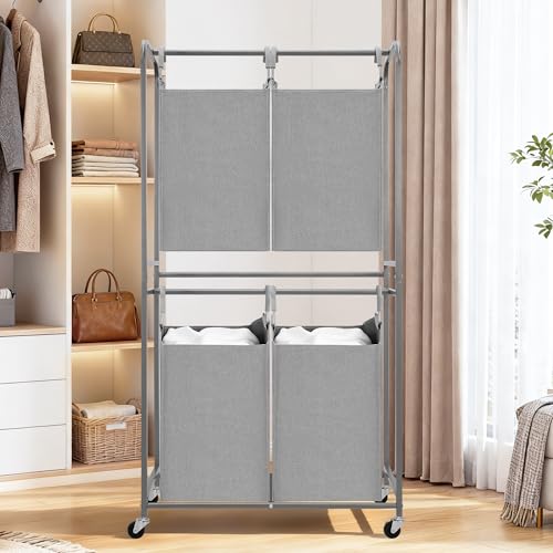 Vertical Laundry Hamper with Removable Tote Bags