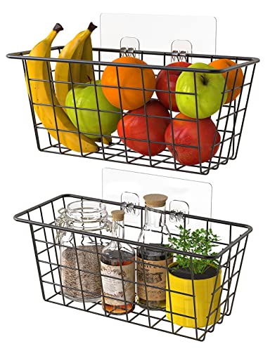 Hanging Kitchen Baskets Wire Storage Basket Over the Cabinet Door Organizer