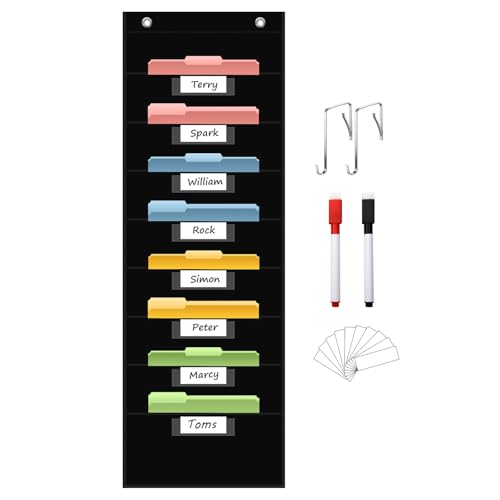 Hanging File Storage Pocket Chart with Nametag Pockets