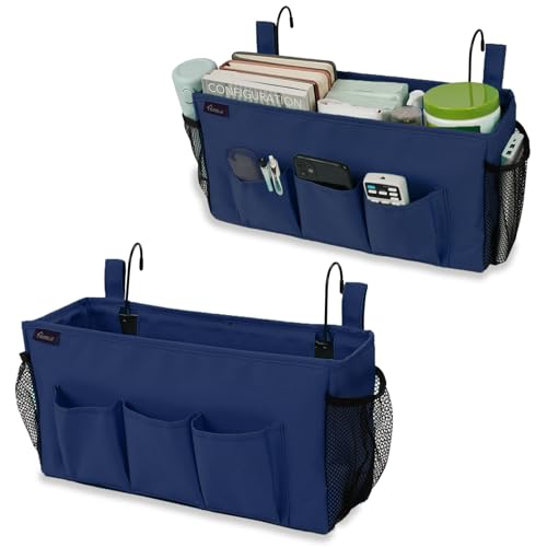 Bedside Organizer with Hook Bedside Caddy Hanging Storage Bag with Adjustable Straps and Water Bottle Holder for Home College Dorm Bunk Bed Accessories