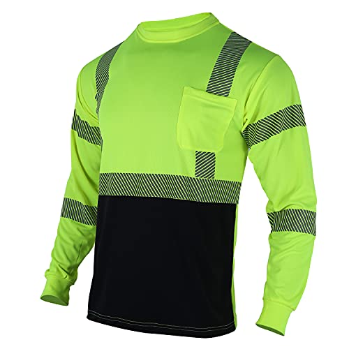 Safety Reflective High Visibility Long Sleeve Shirts Class 3 Hi Vis Construction Work T Shirts for Men