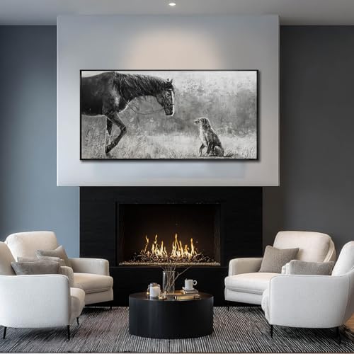 Green Canvas Wall Art for Living Room Flowers Grey Abstract Wall Decor White Horse Pictures Gold Leaves Artwork Arts for Hotel Office
