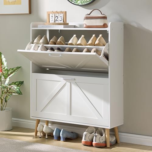 Shoe Cabinet Storage for Entryway with 2 Flip Drawers