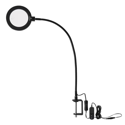 LED Work Light with Magnifying Glass 23.5in Flexible Gooseneck for Sewing and Drill Press