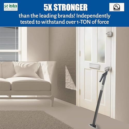 Super Heavy Duty Security Door Lock Bar Fully Adjustable Door Stopper Device for Home Defense for Residential and Commercial Use to Protect Against Forced Entry. Masterlock Door Jammer by Securadoor