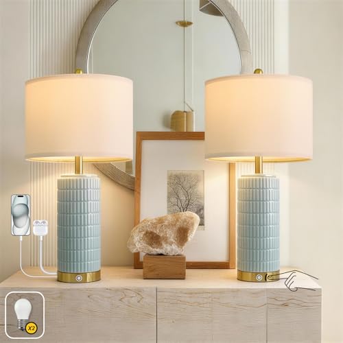 Touch Bedside Table Lamps with USB Ports for Bedroom