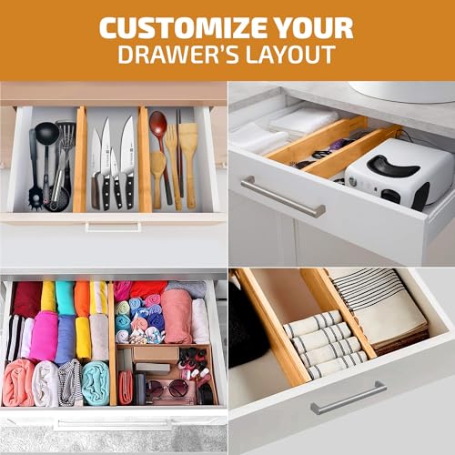 4 Pack Bamboo Drawer Dividers