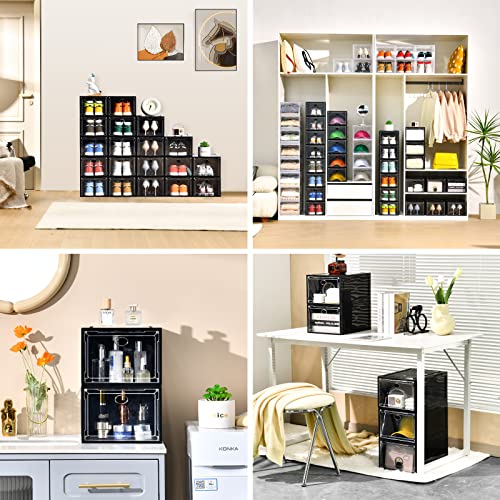 12 Pack Clear Shoe Boxes Stackable