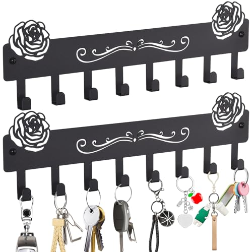 Key Holder Hooks Organizer Hanger Rack Wall Mounted with Screws and 8 Hooks