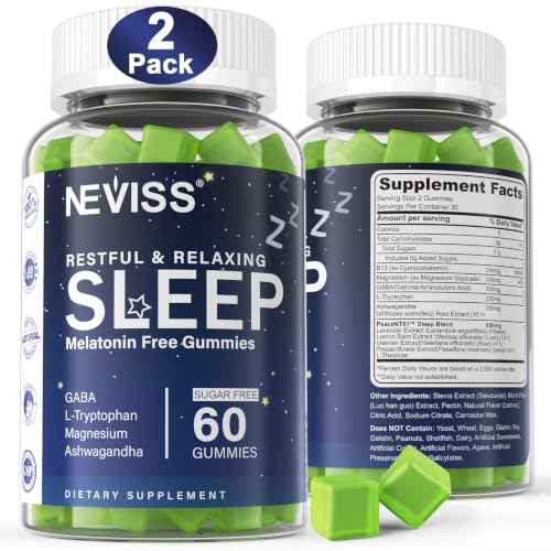 GABA, L-tryptophan, Magnesium, Ashwagandha, Non-melatonin Gummies for Men & Women, Help for Zzzs, Calm Mood & Relaxation - Non Habit-Forming