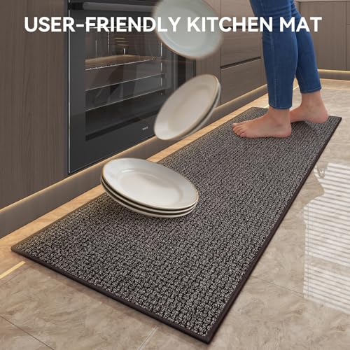 Kitchen Rugs Non Slip Washable Kitchen Mat for Floor Khaki 17"x71"