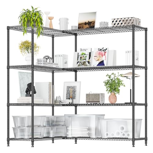 Garage Shelving Wide Storage Shelves 5 Tier Metal Shelves Heavy Duty Adjustable Utility Shelf Rack Black 15.7" D x 45.3" W x 70.9" H