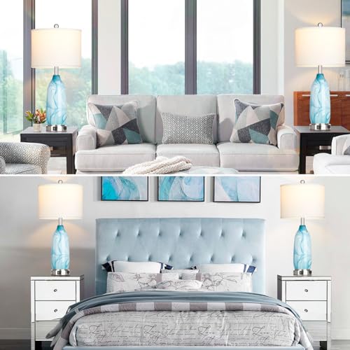 Glass Table Lamps Set of 2 White