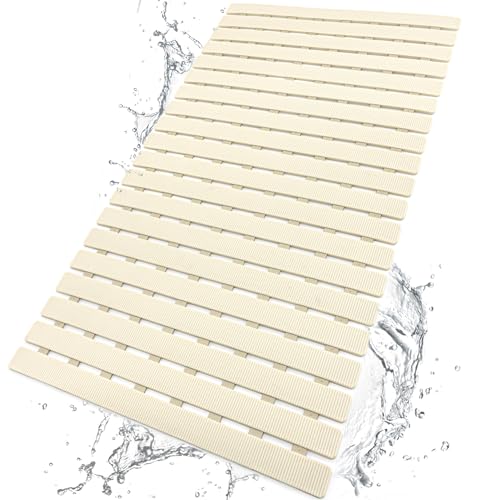 Shower Mat Non Slip Bathtub Mat with Suction Cups and Drain Holes 27.5 x15.7 Inch Bath Mat for Tub & Shower.Easy Dry