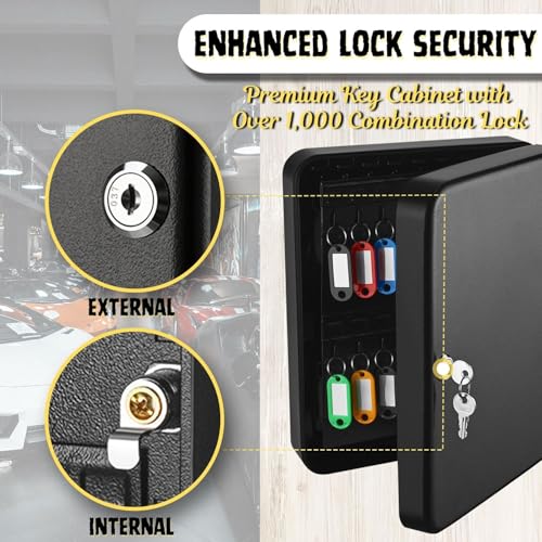 Key Cabinet Steel Box with Combination Lock with Number Tags & Hooks