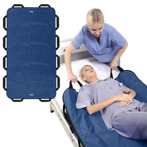 Bed Positioning Pad with Reinforced Handles 63" x 40" Washable Patient Transfer Slide Sheet for Body Lifting