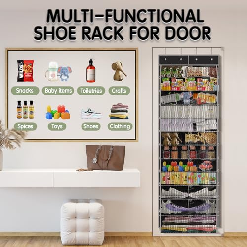 Over The Door Shoe Organizer with 12 Large Breathable Pockets