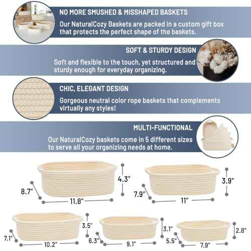 Rectangle Rope Baskets Set of 5
