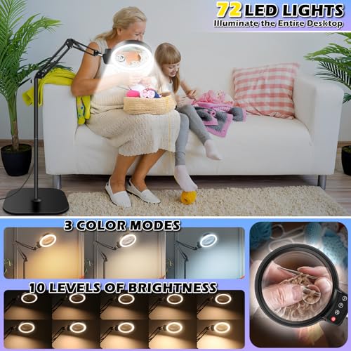 30X 10X Large Floor Magnifying Glass with Light and Stand