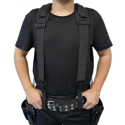 Tool Belt Suspenders Removable Padded Shoulder Work Suspenders with 4Pcs Attachment Loops