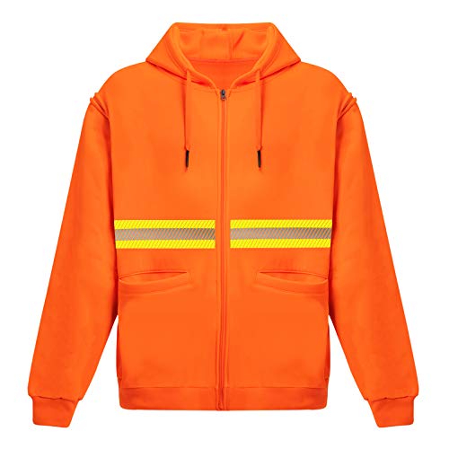 High Visibility Reflective Safety Hoodie Jacket With Removable Sleeves Hi Vis Outdoor Protective Workwear Unisex