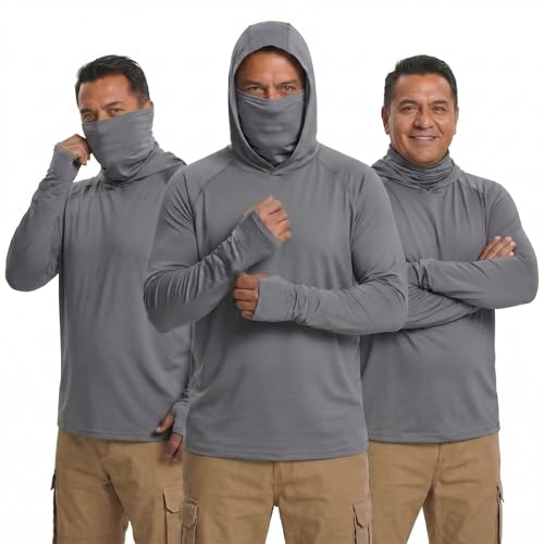 3 Pack Men's Sun Hoodie with Mask