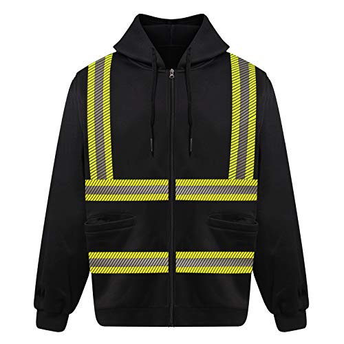 High Visibility Reflective Safety Hoodie Jacket With Removable Sleeves Hi Vis Outdoor Protective Workwear Unisex