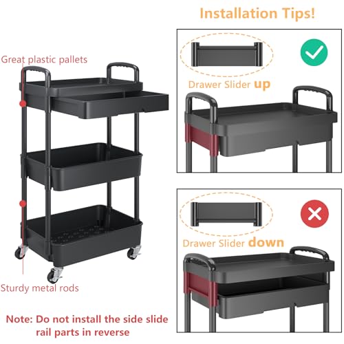 Utility Cart with Drawer & Wheels