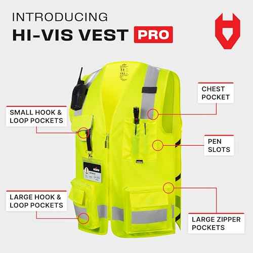 Reflective Safety Vest Men Women ANSI Class 2 Hi Vis Vest Neon Yellow with Pockets Reinforced Stitching Durable