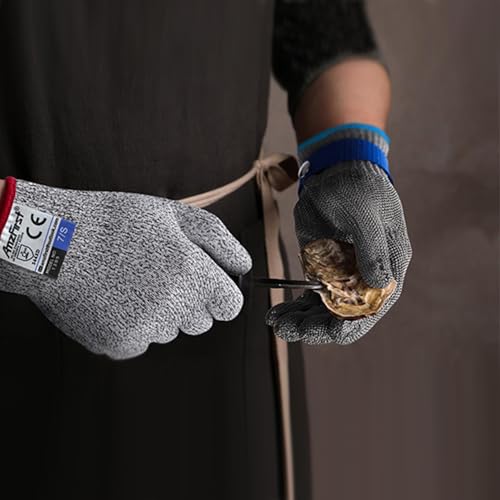 Cut Resistant Gloves Food Grade & Stainless Steel Mesh for Oyster Shucking Butcher Kitchen Meat and Fish Slicing